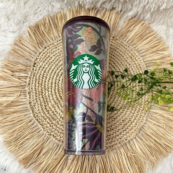 Starbucks Venti 24 oz Iridescent Foil Floral Tumbler Fall 2021‎ NO STRAW - Picture 1 of 7